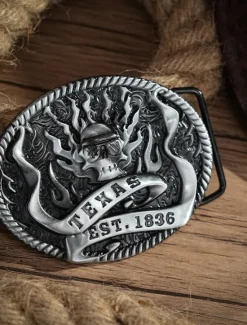 Best OUKU Men's Belt Buckle Buckle Silver Bronze Alloy Vintage Style Retro Vintage Ghost Texas Daily Religious Celebrations