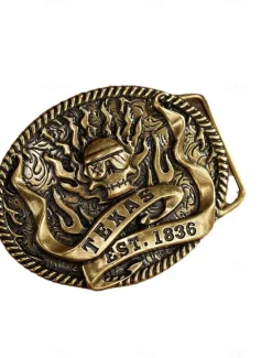 Best OUKU Men's Belt Buckle Buckle Silver Bronze Alloy Vintage Style Retro Vintage Ghost Texas Daily Religious Celebrations