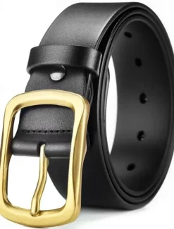 Hot OUKU Men's Belt Faux Leather Belt Casual Belt Waist Belt Black Brown Alloy Durable Adjustable Plain Outdoor Daily