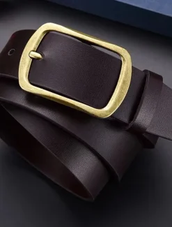Hot OUKU Men's Belt Faux Leather Belt Casual Belt Waist Belt Black Brown Alloy Durable Adjustable Plain Outdoor Daily
