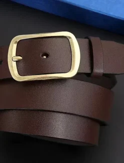 Hot OUKU Men's Belt Faux Leather Belt Casual Belt Waist Belt Black Brown Alloy Durable Adjustable Plain Outdoor Daily