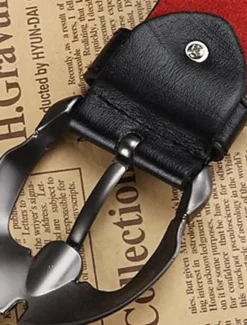 New OUKU Men's Belt Faux Leather Belt Frame Buckle Black Faux Leather Leather Active Fashion Work Tribal Brown