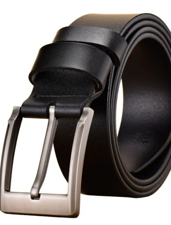 Online OUKU Men's Belt Faux Leather Belt Frame Buckle Black Brown Leather Fashion Party Work Solid Colored