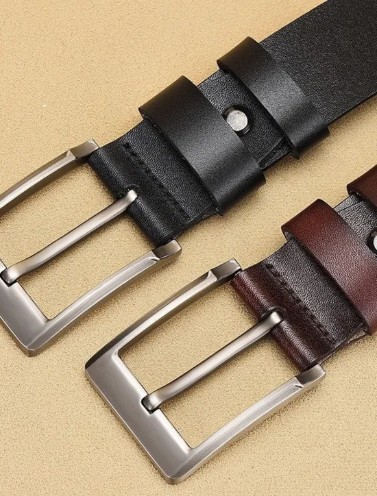 Online OUKU Men's Belt Faux Leather Belt Frame Buckle Black Brown Leather Fashion Party Work Solid Colored