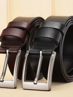 Online OUKU Men's Belt Faux Leather Belt Frame Buckle Black Brown Leather Fashion Party Work Solid Colored
