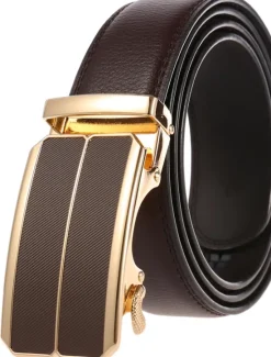 Hot OUKU Men's Belt Faux Leather Belt Dress Belt Ratchet Belt Box Buckle Black White Faux Leather Alloy Fashion BOX Buckle Pure Color Party Daily