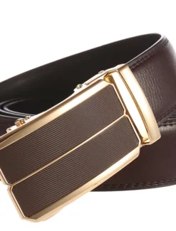 Hot OUKU Men's Belt Faux Leather Belt Dress Belt Ratchet Belt Box Buckle Black White Faux Leather Alloy Fashion BOX Buckle Pure Color Party Daily