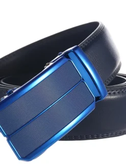 Hot OUKU Men's Belt Faux Leather Belt Dress Belt Ratchet Belt Box Buckle Black White Faux Leather Alloy Fashion BOX Buckle Pure Color Party Daily