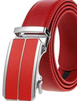 Hot OUKU Men's Belt Faux Leather Belt Dress Belt Ratchet Belt Box Buckle Black White Faux Leather Alloy Fashion BOX Buckle Pure Color Party Daily