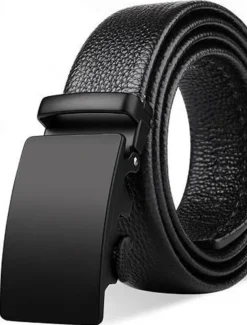 Outlet OUKU Men's Belt Faux Leather Belt Casual Belt Waist Belt Black 1# Black Iron Adjustable Plain Outdoor Daily