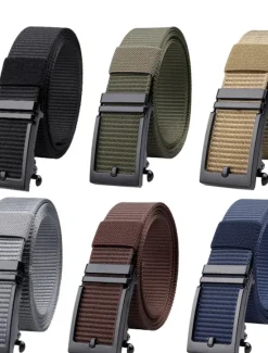 New OUKU Men's Belt Tactical Belt Black Blue Nylon Fashion Golf Web Belt for Jeans with Automatic Buckle Adjustable Tactical Athleisure Pure Color Outdoor Sports Outdoor Hiking