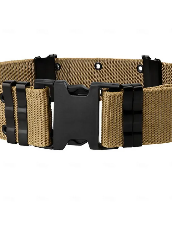 Hot OUKU Men's Belt Tactical Belt Nylon Web Work Belt Black Brown Straw Military Army Plain Daily Wear Going out Weekend