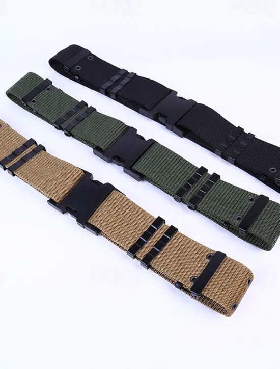 Hot OUKU Men's Belt Tactical Belt Nylon Web Work Belt Black Brown Straw Military Army Plain Daily Wear Going out Weekend