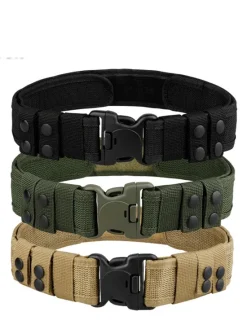 New OUKU Men's Belt Tactical Belt Snap Buckle Black Khaki Knit Fashion Athleisure Tactical Pure Color Outdoor Sports Outdoor Hiking