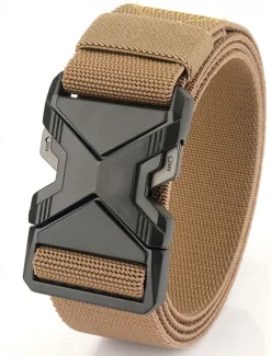 Hot OUKU Men's Belt Tactical Belt Waist Belt Black Red Polyester Alloy Durable Adjustable Plain Outdoor Daily
