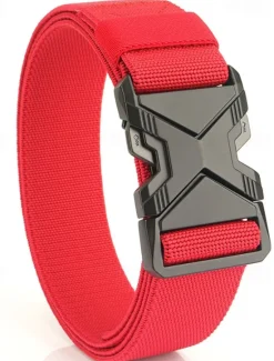 Hot OUKU Men's Belt Tactical Belt Waist Belt Black Red Polyester Alloy Durable Adjustable Plain Outdoor Daily