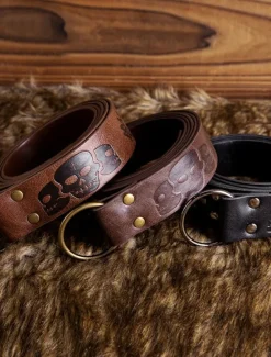 Hot OUKU Men's Belt Waist Belt Black Brown PU Alloy Retro Adjustable Skull Pumpkin Halloween Daily