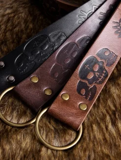 Hot OUKU Men's Belt Waist Belt Black Brown PU Alloy Retro Adjustable Skull Pumpkin Halloween Daily