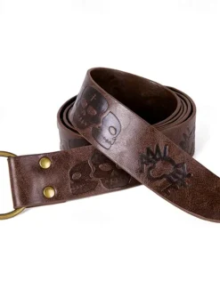 Hot OUKU Men's Belt Waist Belt Black Brown PU Alloy Retro Adjustable Skull Pumpkin Halloween Daily