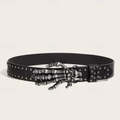 Clearance OUKU Men's Belt Waist Belt PU Alloy Fashion Cool Plain Outdoor Daily Black
