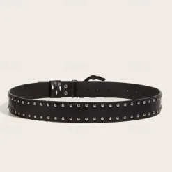 Clearance OUKU Men's Belt Waist Belt PU Alloy Fashion Cool Plain Outdoor Daily Black
