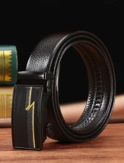 Online OUKU Men's Belt Waist Belt Black 1# Black 2# PU Alloy Durable Adjustable Plain Outdoor Daily