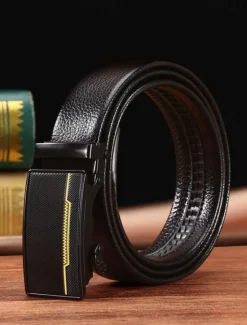Online OUKU Men's Belt Waist Belt Black 1# Black 2# PU Alloy Durable Adjustable Plain Outdoor Daily
