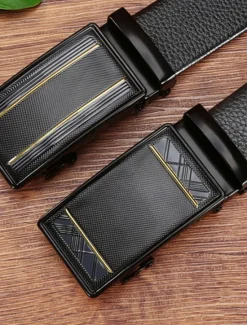 Online OUKU Men's Belt Waist Belt Black 1# Black 2# PU Alloy Durable Adjustable Plain Outdoor Daily