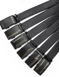 Online OUKU Men's Belt Waist Belt Black 1# Black 2# PU Alloy Durable Adjustable Plain Outdoor Daily