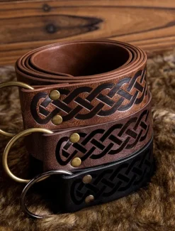 Clearance OUKU Men's Belt Waist Belt Black Brown PU Alloy Retro Durable Adjustable Plain Daily Stage