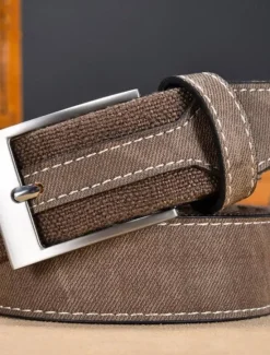 Online OUKU Men's Belt Waist Belt Blue Brown Canvas Alloy Vintage Durable Adjustable Plain Outdoor Daily