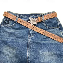 Best OUKU Men's Belt Waist Belt Alloy Durable Adjustable Florals Outdoor Daily Brown