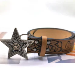 Best OUKU Men's Belt Waist Belt Alloy Durable Adjustable Florals Outdoor Daily Brown
