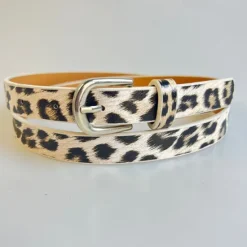 Clearance OUKU Men's Belt Waist Belt Kakhi Brown PU Alloy Adjustable Leopard Outdoor Daily