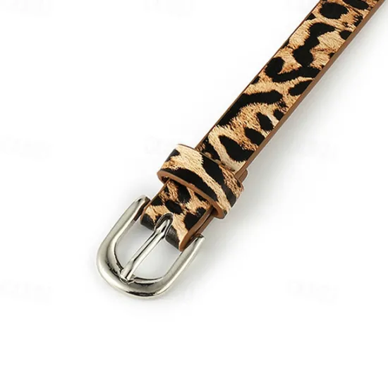 Clearance OUKU Men's Belt Waist Belt Kakhi Brown PU Alloy Adjustable Leopard Outdoor Daily