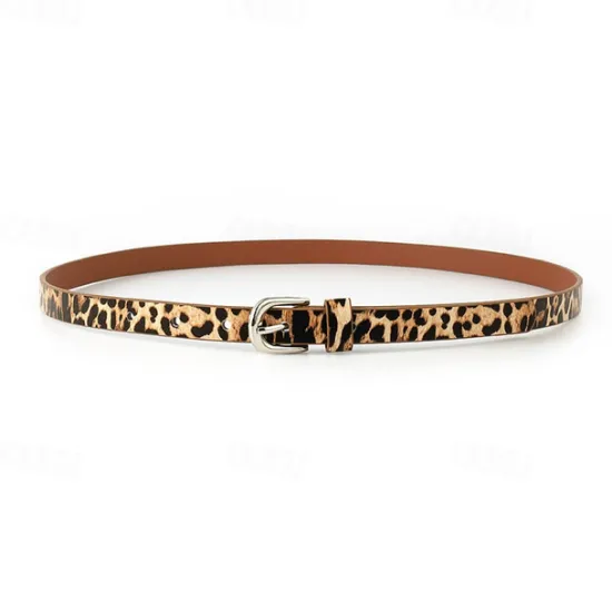 Clearance OUKU Men's Belt Waist Belt Kakhi Brown PU Alloy Adjustable Leopard Outdoor Daily