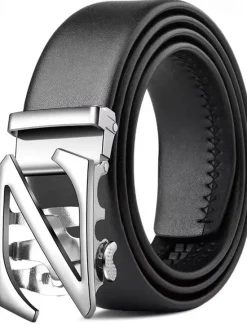 Outlet OUKU Men's Belt Waist Belt Silver Black PU Alloy Durable Adjustable Plain Outdoor Daily