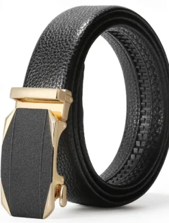 Outlet OUKU Men's Belt Waist Belt Silver Black Alloy Durable Adjustable Plain Outdoor Daily