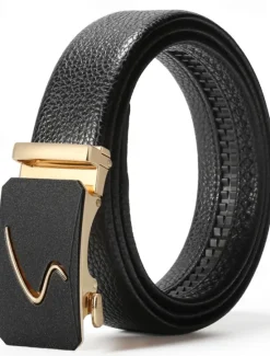 Hot OUKU Men's Belt Waist Belt Silver Black Alloy Durable Adjustable Plain Outdoor Daily