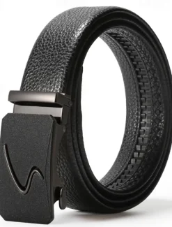Hot OUKU Men's Belt Waist Belt Silver Black Alloy Durable Adjustable Plain Outdoor Daily