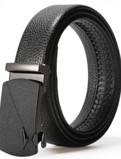Best OUKU Men's Belt Waist Belt Silver Black Alloy Durable Adjustable Plain Outdoor Daily