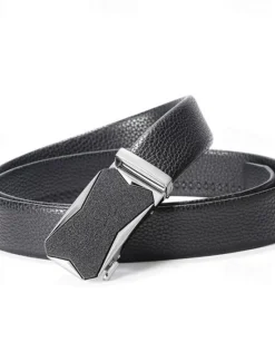 New OUKU Men's Belt Waist Belt Silver Black Alloy Durable Adjustable Plain Outdoor Daily