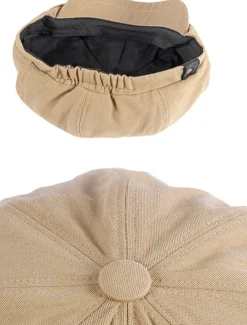 Sale OUKU Men's Beret Hat Newsboy Cap Black Brown Cotton Adjustable Buckle Simple 1920s Fashion Holiday Street Dailywear Weekend Pure Color Portable Comfort Fashion