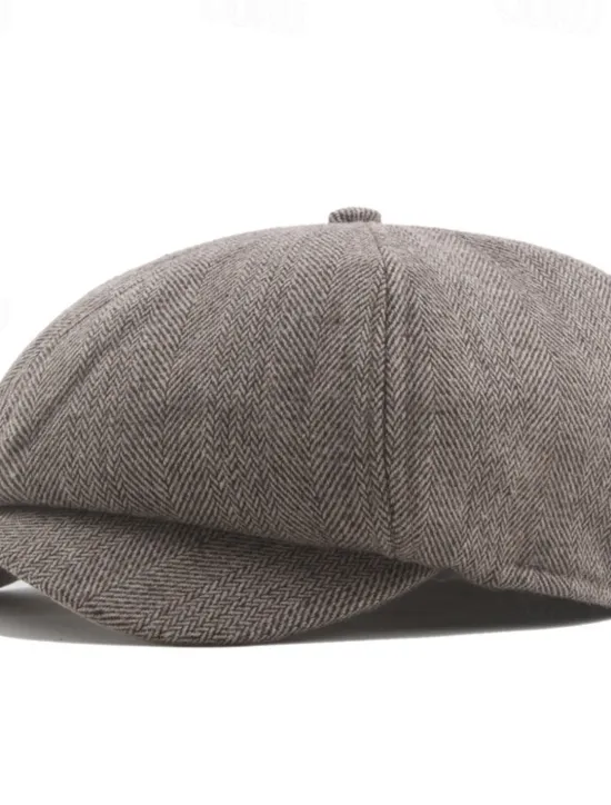 Best OUKU Men's Beret Hat Newsboy Hat Black khaki Cotton Streetwear Stylish 1920s Fashion Outdoor Daily Going out Graphic Prints Warm