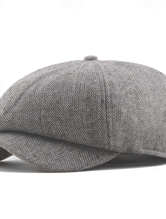 Best OUKU Men's Beret Hat Newsboy Hat Black khaki Cotton Streetwear Stylish 1920s Fashion Outdoor Daily Going out Graphic Prints Warm