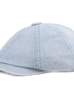 Discount OUKU Men's Beret Hat Newsboy Hat Black Blue Denim Streetwear Stylish Casual Outdoor Daily Going out Plain Sunscreen