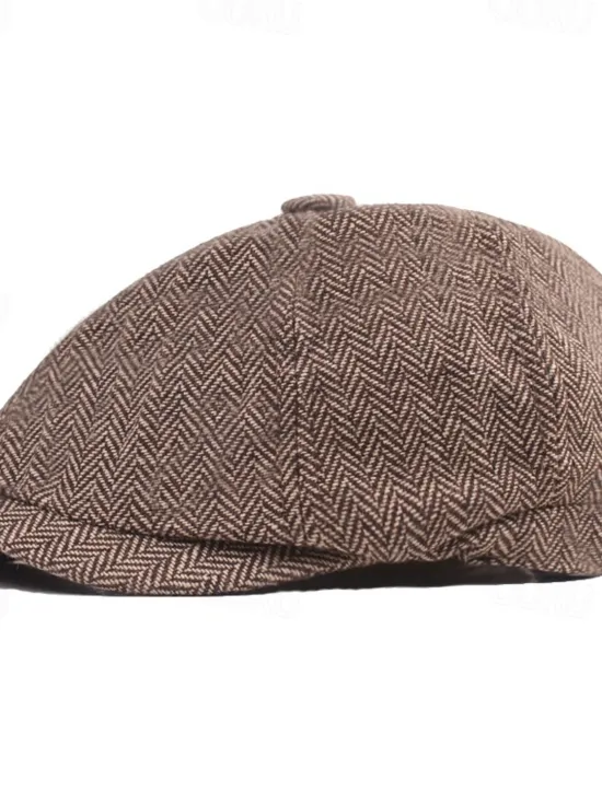 OUKU Men's Beret Hat Newsboy Hat khaki Light Grey Cotton and Linen Streetwear Stylish 1920s Fashion Outdoor Daily Going out Graphic Prints Sunscreen
