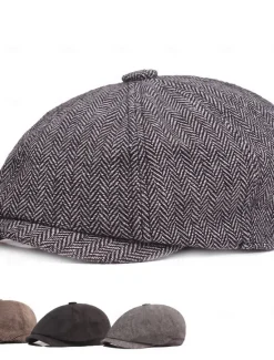 OUKU Men's Beret Hat Newsboy Hat khaki Light Grey Cotton and Linen Streetwear Stylish 1920s Fashion Outdoor Daily Going out Graphic Prints Sunscreen