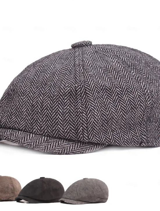 OUKU Men's Beret Hat Newsboy Hat khaki Light Grey Cotton and Linen Streetwear Stylish 1920s Fashion Outdoor Daily Going out Graphic Prints Sunscreen