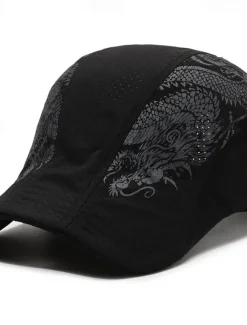 Online OUKU Men's Beret Hat Sun Hat Trucker Hat Black Navy Blue Polyester Fashion Casual Street Daily Dragon Adjustable Sunscreen Breathable